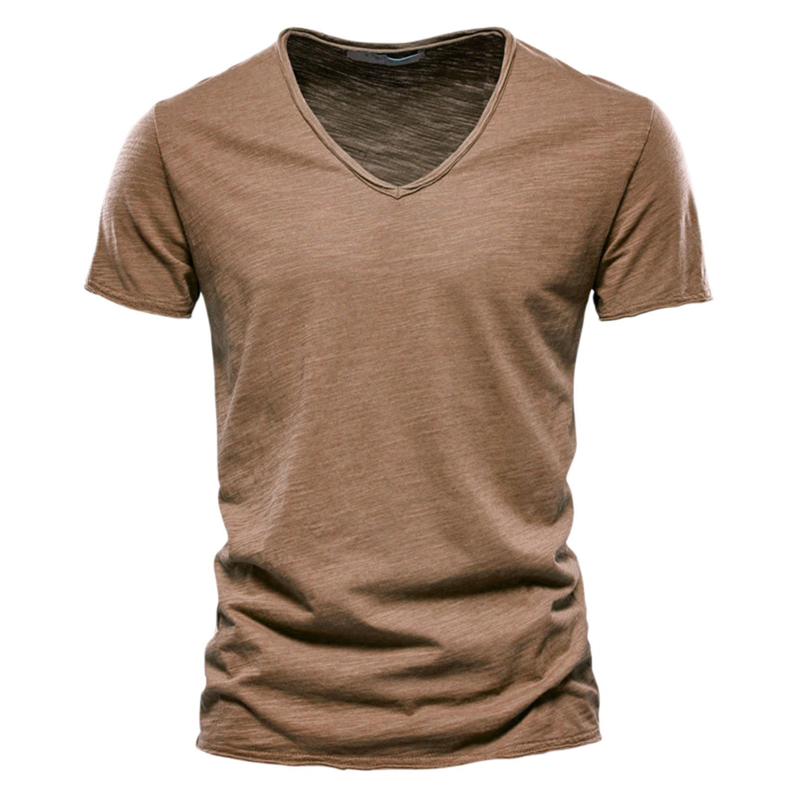 thumbnail image 2 of Camiseta informal de manga corta con cuello en V para hombre: poliéster, fácil de combinar con pantalones, para uso diario, tallas S-XXXXXL., 2 of 4